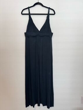 Victoria's Secret Black Open Front V Neck Lounge Maxi Dress